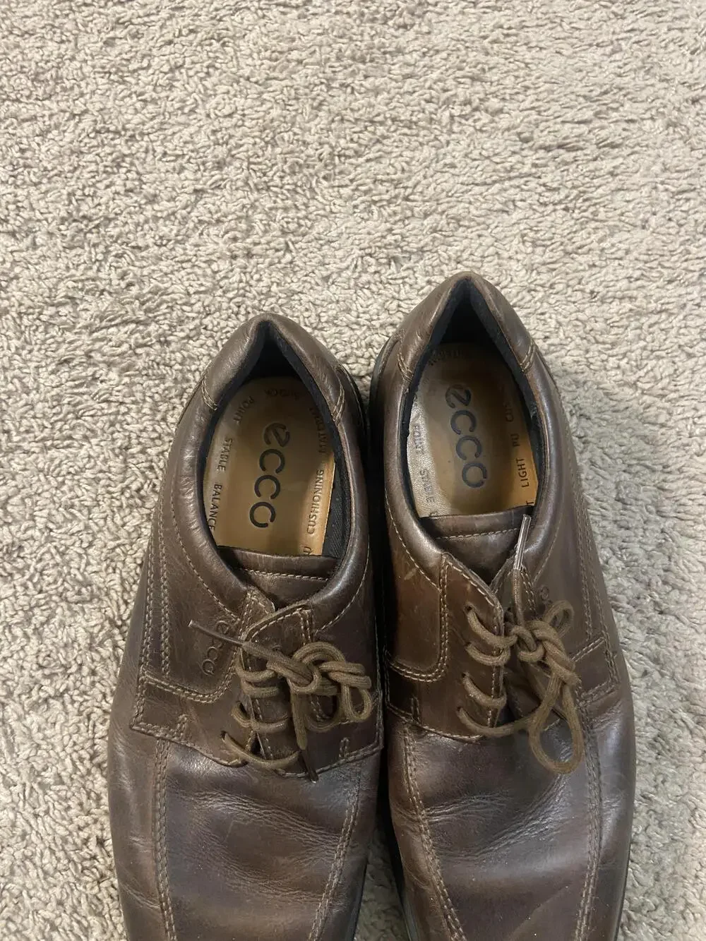 Ecco Biom Shoes Mens Size 11.5 Brown Leather Derby Oxford Lace Up Comfort